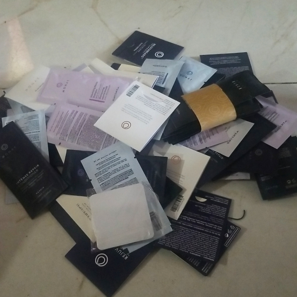 Monat sample hair and skin care products